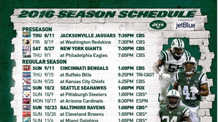 NY Jets Schedule 2016: Dont Miss a Single Game This Season.