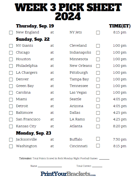 Week 3 NFL PickEm: Easy Picks to Help You Win