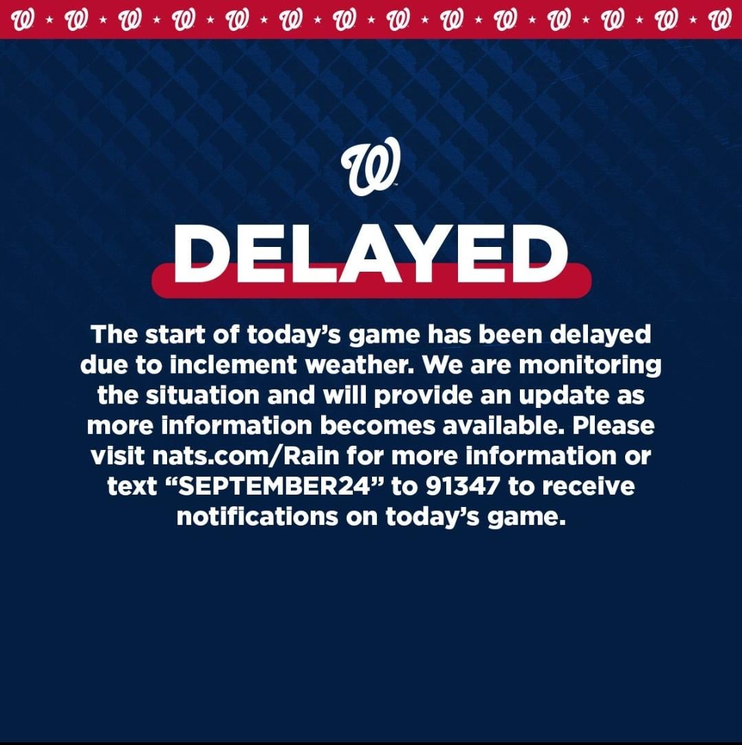 Nats Game Postponed Due to Rain? Get Delay Information.