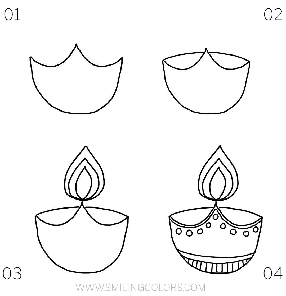 How to draw diya easily? Follow these 5 simple steps for beginners now.