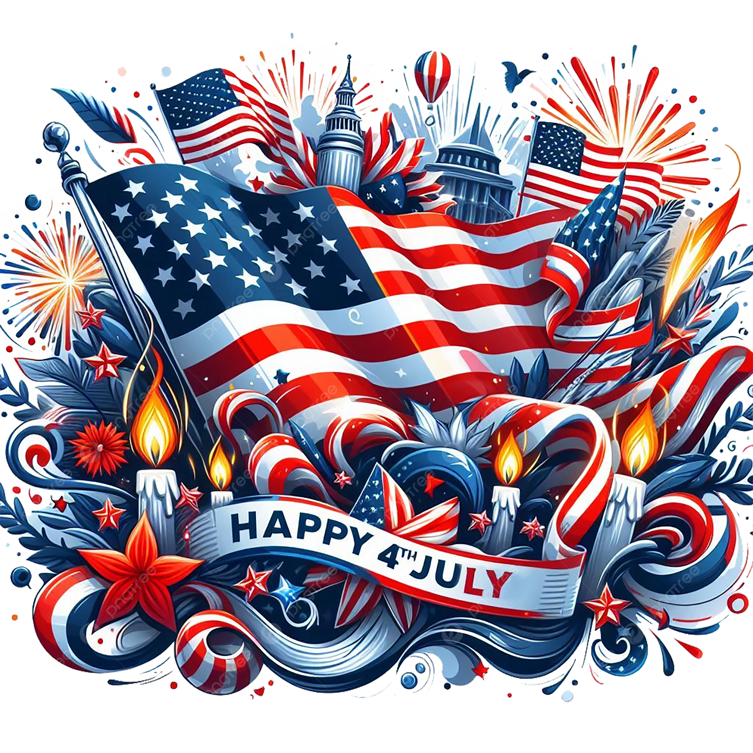 Need a free fourth of july transparent background? Download high-quality PNG images for your celebration needs today.
