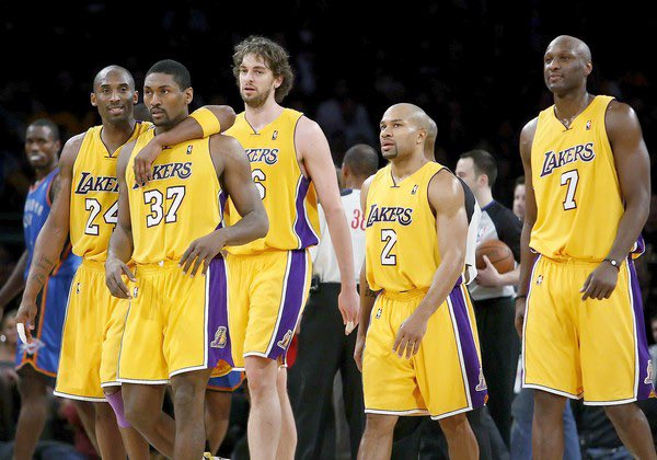 What was the 2010 Lakers lineups core? See their starting five heroes!