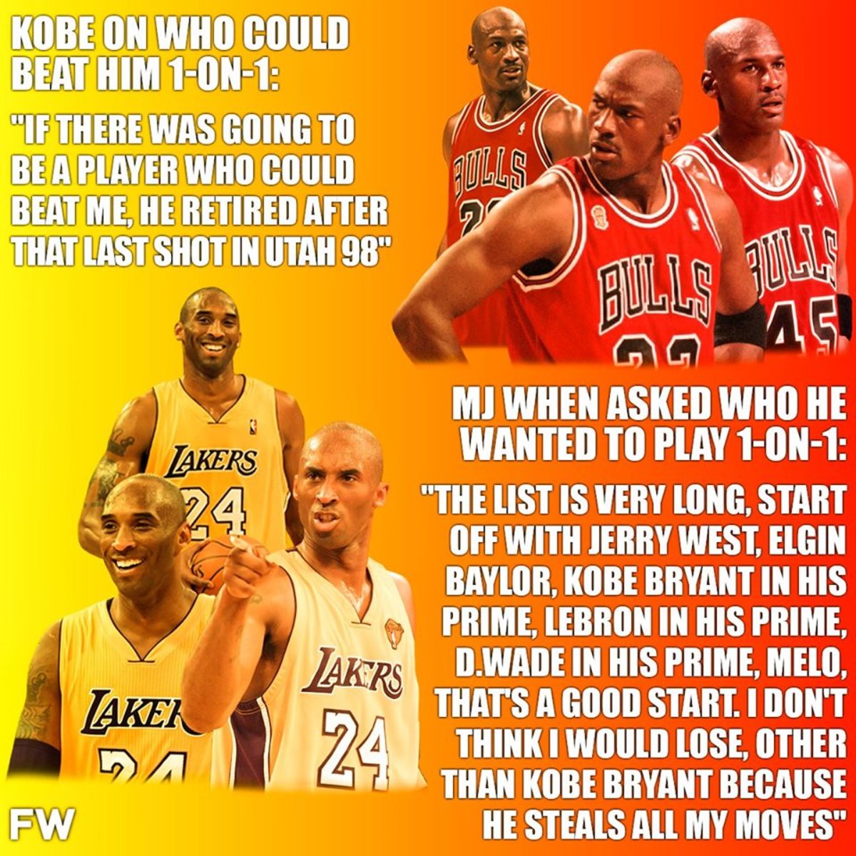 Kobe Michael, what if they played in their prime? Imagining the ultimate one on one showdown.