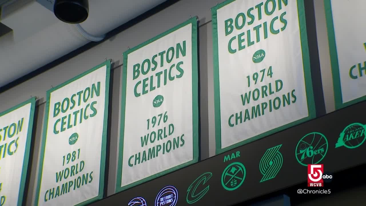 Celtics banners TD Garden display history and legends names