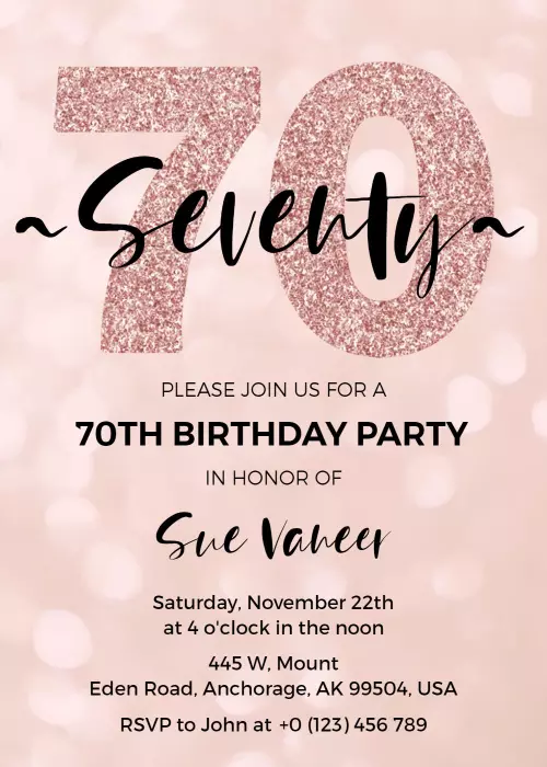 70th Birthday Party Invite Templates Find Free Printable Options Now