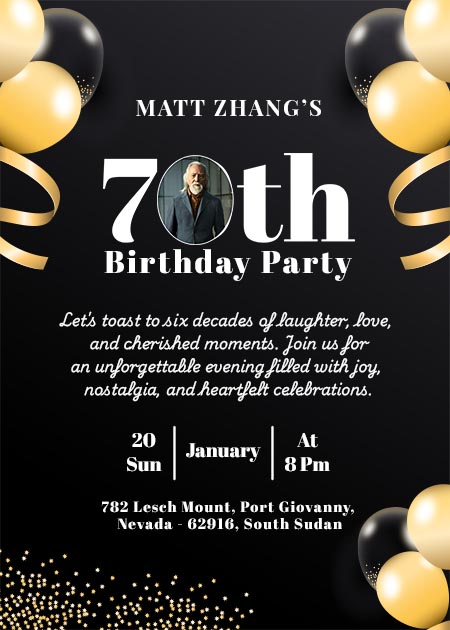 70th Birthday Party Invite Templates Find Free Printable Options Now
